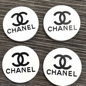 Chanel Logo White Coaster Set